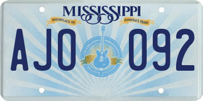 MS license plate AJO092