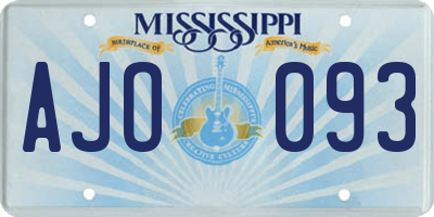 MS license plate AJO093