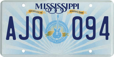 MS license plate AJO094