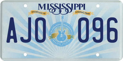 MS license plate AJO096
