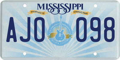 MS license plate AJO098
