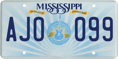 MS license plate AJO099