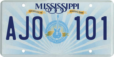 MS license plate AJO101