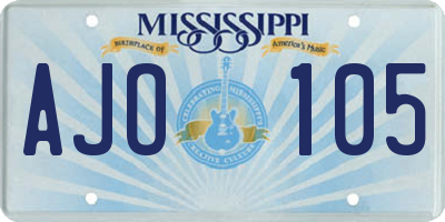 MS license plate AJO105