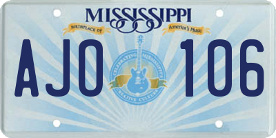 MS license plate AJO106
