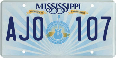 MS license plate AJO107