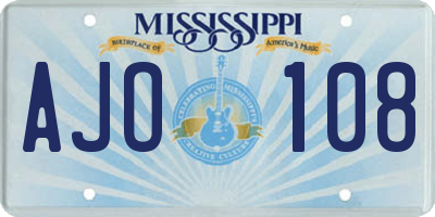 MS license plate AJO108