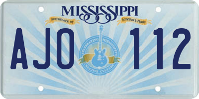 MS license plate AJO112