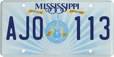 MS license plate AJO113