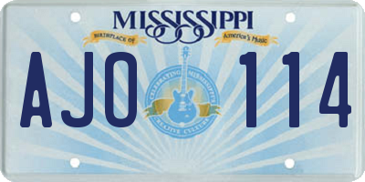 MS license plate AJO114