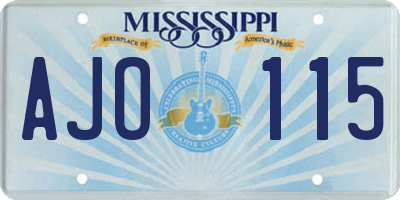 MS license plate AJO115