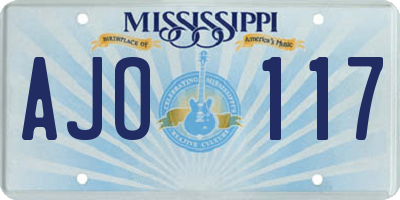 MS license plate AJO117