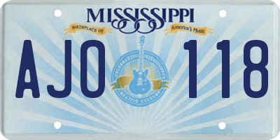 MS license plate AJO118