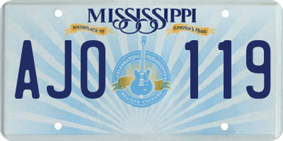MS license plate AJO119