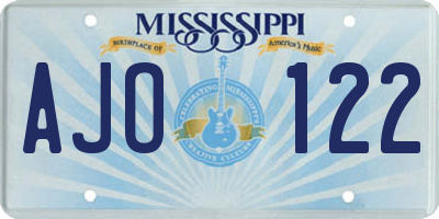 MS license plate AJO122