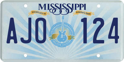 MS license plate AJO124