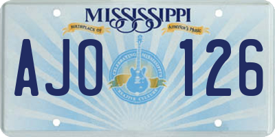 MS license plate AJO126