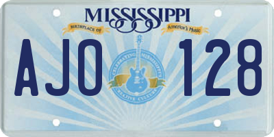 MS license plate AJO128