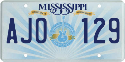 MS license plate AJO129
