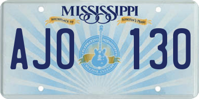 MS license plate AJO130