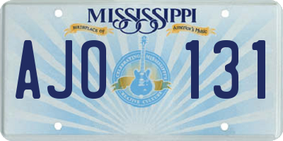 MS license plate AJO131