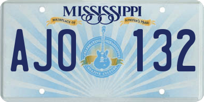 MS license plate AJO132
