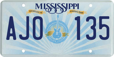 MS license plate AJO135