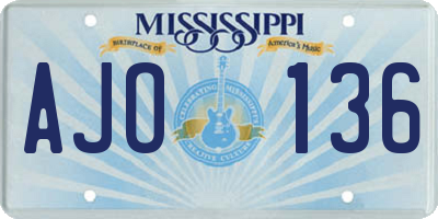 MS license plate AJO136
