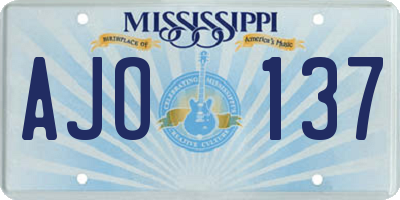 MS license plate AJO137