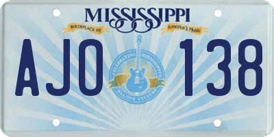 MS license plate AJO138