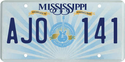 MS license plate AJO141