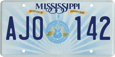 MS license plate AJO142