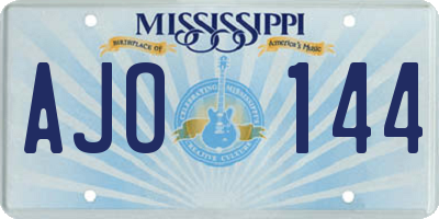 MS license plate AJO144