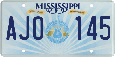 MS license plate AJO145