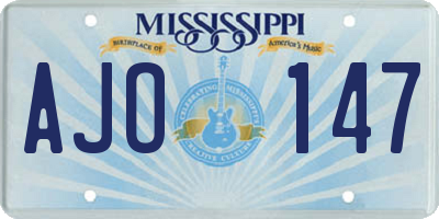 MS license plate AJO147