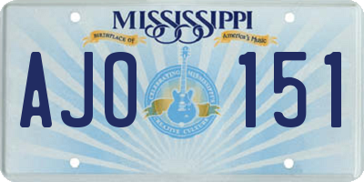 MS license plate AJO151