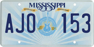 MS license plate AJO153