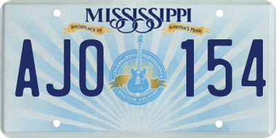 MS license plate AJO154