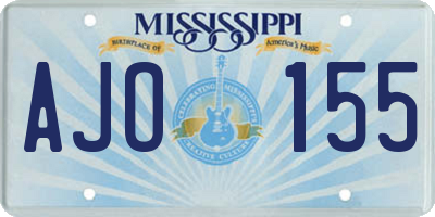MS license plate AJO155