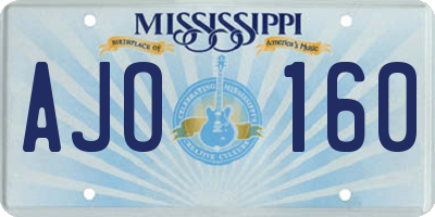 MS license plate AJO160