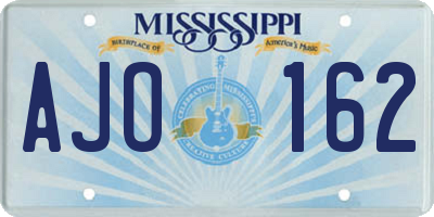 MS license plate AJO162