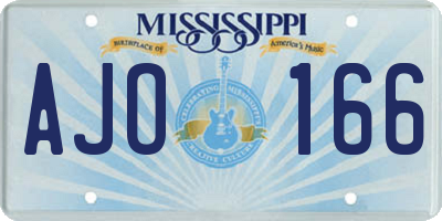 MS license plate AJO166
