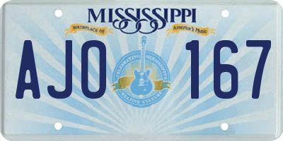 MS license plate AJO167