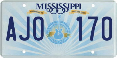 MS license plate AJO170
