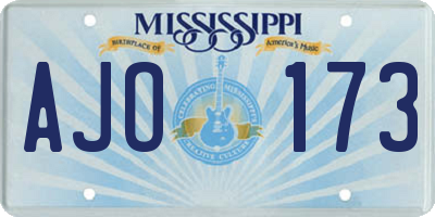 MS license plate AJO173
