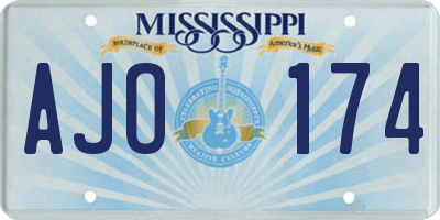 MS license plate AJO174