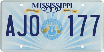 MS license plate AJO177