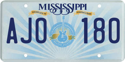 MS license plate AJO180