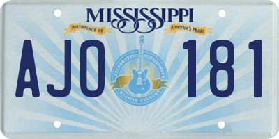 MS license plate AJO181