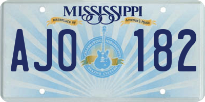 MS license plate AJO182